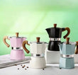 Manual Espresso Coffee Maker With Wooden Handle, Italian Espresso Brewer, Durable Mocha Maker Pot