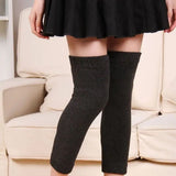 Thigh Warm Footless Socks, Unisex Fleece Knee Warmers Legging, Winter Knit Warm Long Leg Warmer, Warm Boot Cuffs Long Sock, Thin Outdoor Knee Compression Sleeve