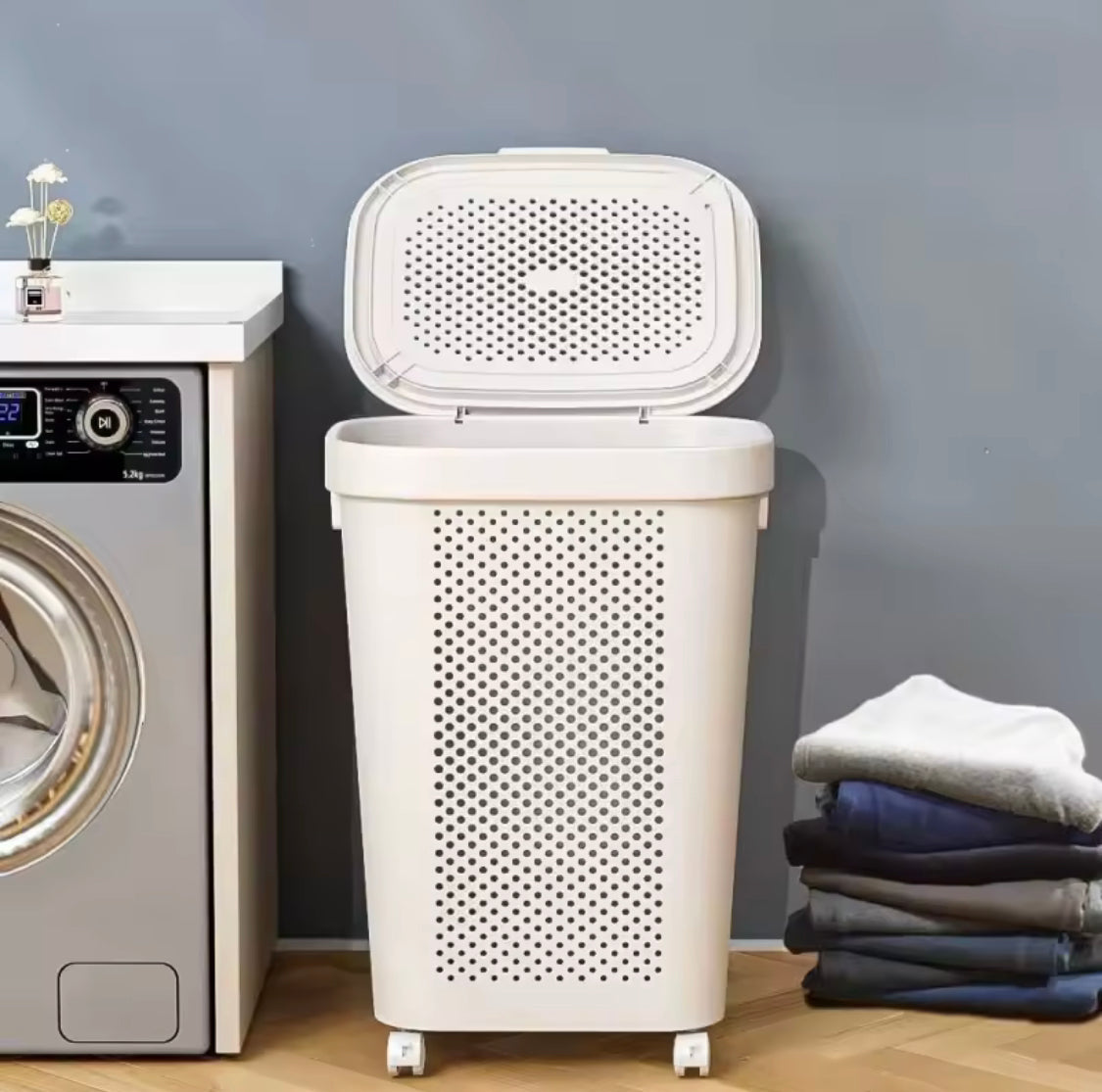 Dual Purpose Laundry And Toy Basket, Moveable Plastic Laundry Basket, Multipurpose Laundry And Storage Basket