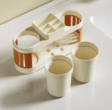 Toothbrush Holder With Mouthwash Cap, All In One Toothbrush Holder, Bathroom Toothbrush Shelf With Wash Cup Holder