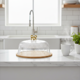 Cake Dish With Acrylic Cover, Luxury Acrylic Cake Dome, Bamboo Base With Acrylic Lid, Fancy Cake Dish With Acrylic Lid