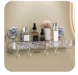 Suction Cup Bathroom Shelf, Wall Mounted Bathroom Storage Organizer, Transparent Bathroom Storage Rack