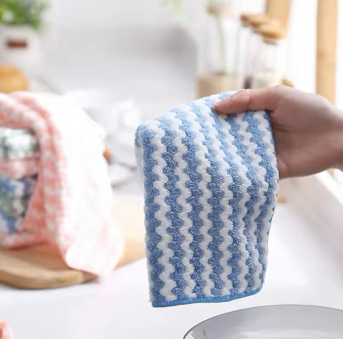 Set Of 3 Superfine Fiber Kitchen Dishwashing Cloth, Water Absorbent Cleaning Cloth, Multipurpose Household Cleaning Tools