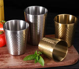 Stainless Steel Hammered Texture Glass, Double Wall Bevarage Glass, Drinkware Party Glass