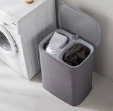 Foldable Laundry Basket With Lid, Dual Compartment Laundry Basket, Dirty Clothes Basket With Lid