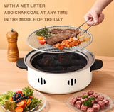 Portable Barbecue Stove With Coal Grill, Tabletop BBQ Grill Pan, Round Non Stick Barbecue Rack, Outdoor Camping Barbecue Stove, Korean Charcoal Stove, Stainless Steel Split Barbecue Grill