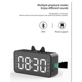 Cat Ear Alarm Clock, Speaker Wireless Mirror Digital Display Smart Sound Box, TF FM Radio Mobile Phone Stand Sound Bar, Multifunction Alarm Radio Desk Clock, Cute Wireless Bluetooth Speaker Clock