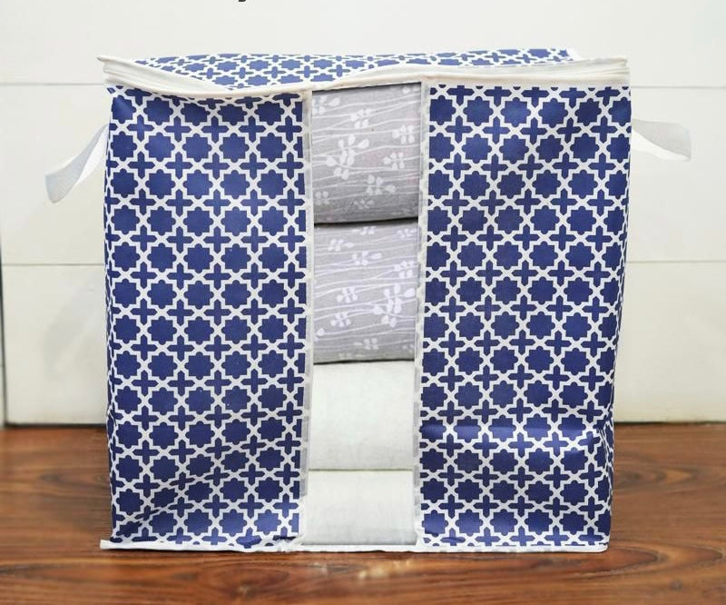 Printed Multipurpose Storage Bag, Storage Bags With Handles, Non Woven Floral Print Storage Organizer, Closet Organizer