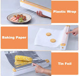 Reusable Food Wrap Cling Film With Cutter, Multipurpose Plastic Wrap Cutter, Wall Film Dispenser, Plastic Wrap Dispenser with Slide Cutter, Kitchen Organizer