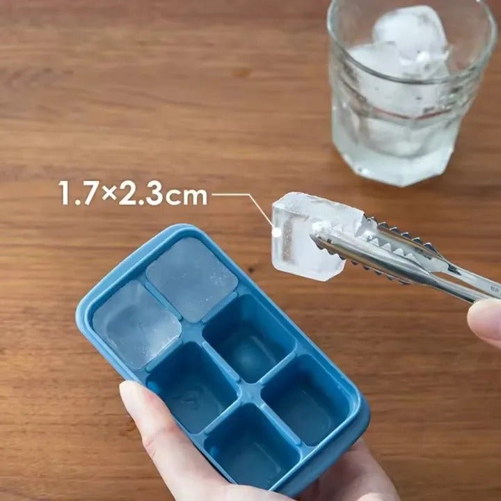 6 Grid Silicone Ice Cube Maker Trays with Lids – Reusable Freezer Molds