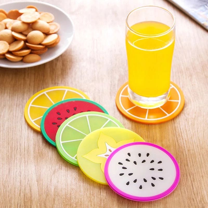 6 Pcs Jelly Color Fruit Shape Coasters – Colorful Drink Matsa
