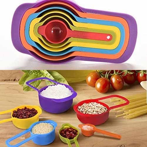 6 Pcs Plastic Measuring Spoon Set – Colorful Kitchen Baking Tools