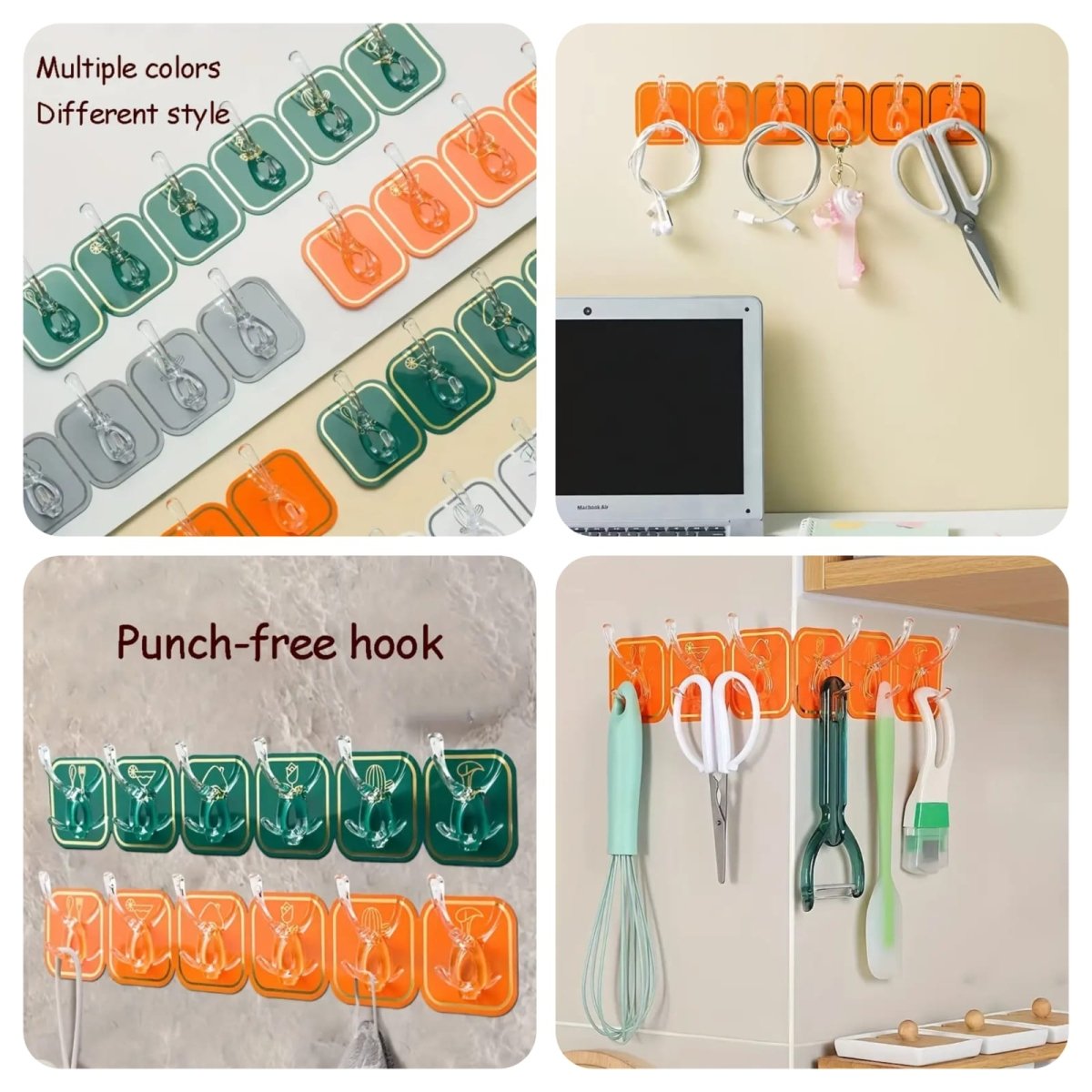 6 Rows Hooks Wall Mounted Room Organizer