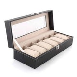 6-Slot PU Leather Wrist Watch Storage Box – Elegant Watch Holder & Display Case Organizer