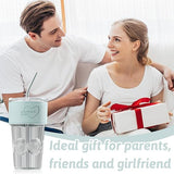 600ml Embossed Glass Cup with Lid & Straw | Insulated Holder | Perfect for Juice, Iced Coffee & Smoothies