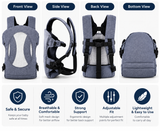 Baby Carrier with Breathable Mesh Back Support, Adjustable Baby Carrier with Waist Support, Multi Position Baby Carrier with Padded Shoulder Straps, Baby Carry Bag with Adjustable Safety Buckles