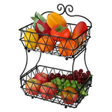Regular Metal Fruit Basket, 2 Tier Metal Bread Basket, Portable Kitchen Storage Countertops Shelf Rack, Metal Black Fruit And Vegetable Storage Stand