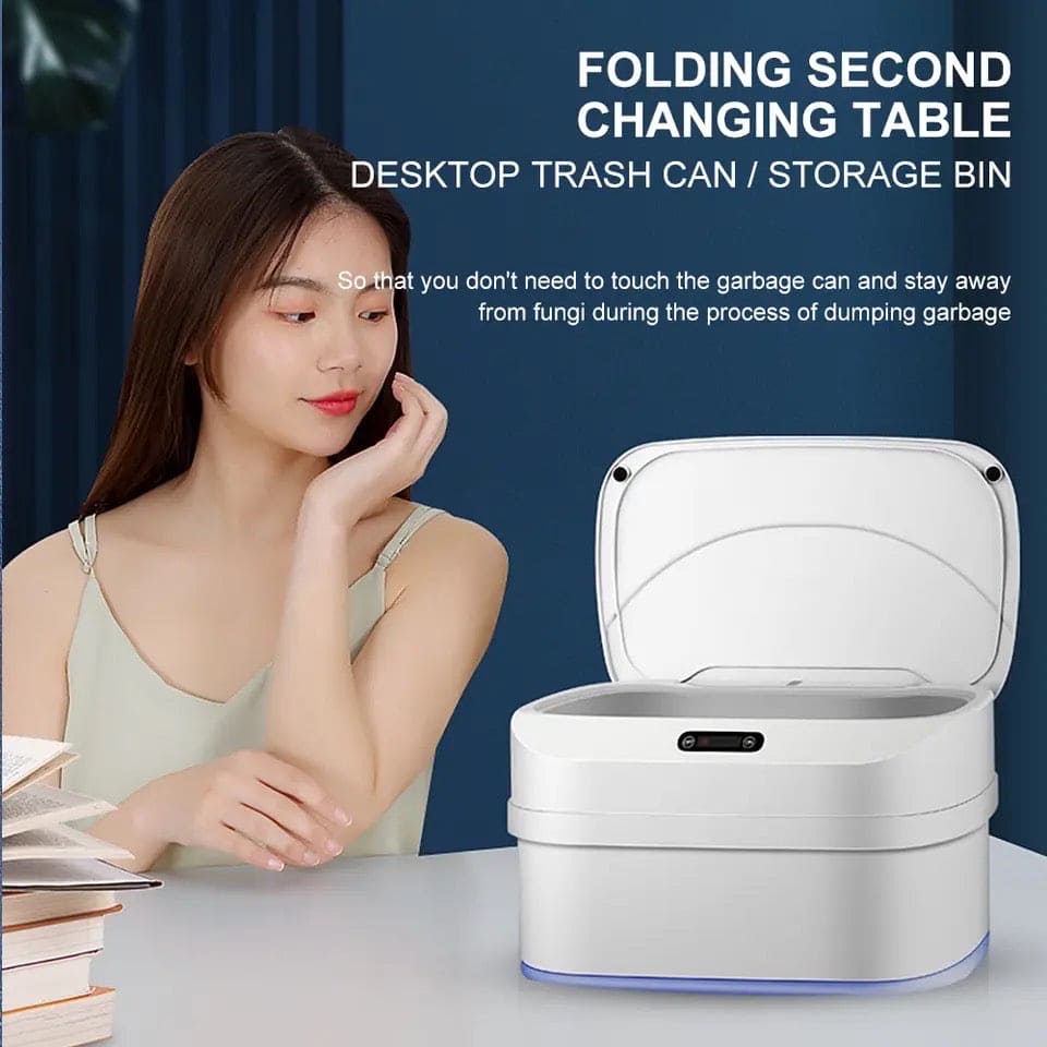 Smart Trash Can With Lid, Touchless Automatic Motion Sensor Trash Bin, Foldable Mini Trash Can, Collapsible Trash Bin, Creative  Household Bathroom Garbage Storage Box, Waste Bin Garbage Can