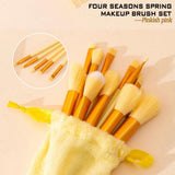 Set of 13 Spring Makeup Brush, Soft Fluffy Professional Kabuki Blend Shadow Makeup Brush, Foundation Blush Powder Eyeshadow Concealer Tools with Bag, Cosmetic Brush Pouch, Festival Beauty Cosmetic Tool, Premium Makeup Brush Set