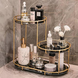 3-Tier Golden Vanity Stand – Elegant Makeup & Jewelry Organizer