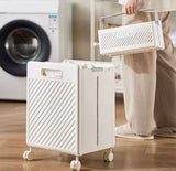 Foldable Clothes Storage Basket With Wheels, Multifunctional Laundry Basket, Household Large Capacity Bathroom Storage Basket