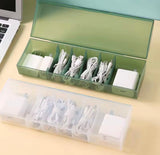 Multi Compartment Data Cable Storage Box, Transparent Data Cable Organizer With Lid, Dustproof Desktop Organizer For Office Home
