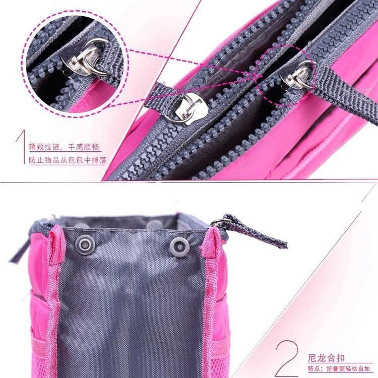 Organizer Insert Bag, Nylon Travel Handbag Purse, Large liner Lady Makeup Cosmetic Bag, Multi Zipper Makeup Bag, Double Zipper Storage Bag, Multipurpose Tote Bag
