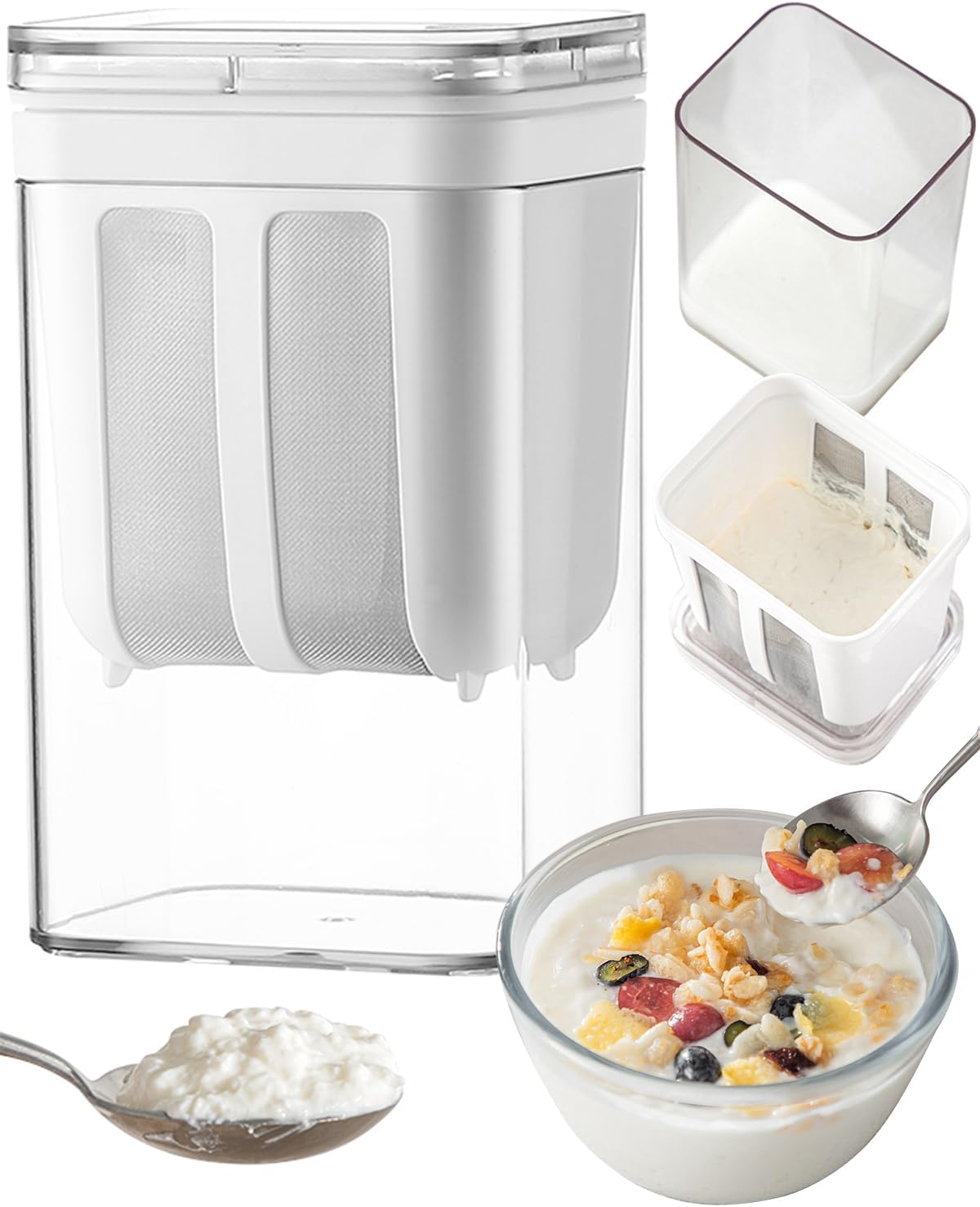 Fine Mesh Stainless Steel Greek Yogurt Strainer with Lid