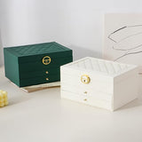 3 Layer PU Leather Jewelry Storage Organizer Box with Lock