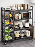 Multilayer Storage Rolling Cart, Moveable Kitchen Storage Rack With Baskets, Multifunctional Kitchen Organizer