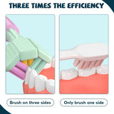 3-Sided Care Toothbrush for Kids & Adults – Soft Bristle 360° Deep Cleaning Toothbrush with Tongue Cleaner