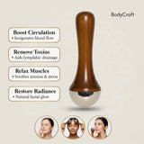 Kansa Wand Facial & Body Massager | Teak Wood Ayurvedic Massage Tool