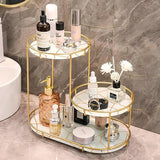 3-Tier Golden Vanity Stand – Elegant Makeup & Jewelry Organizer