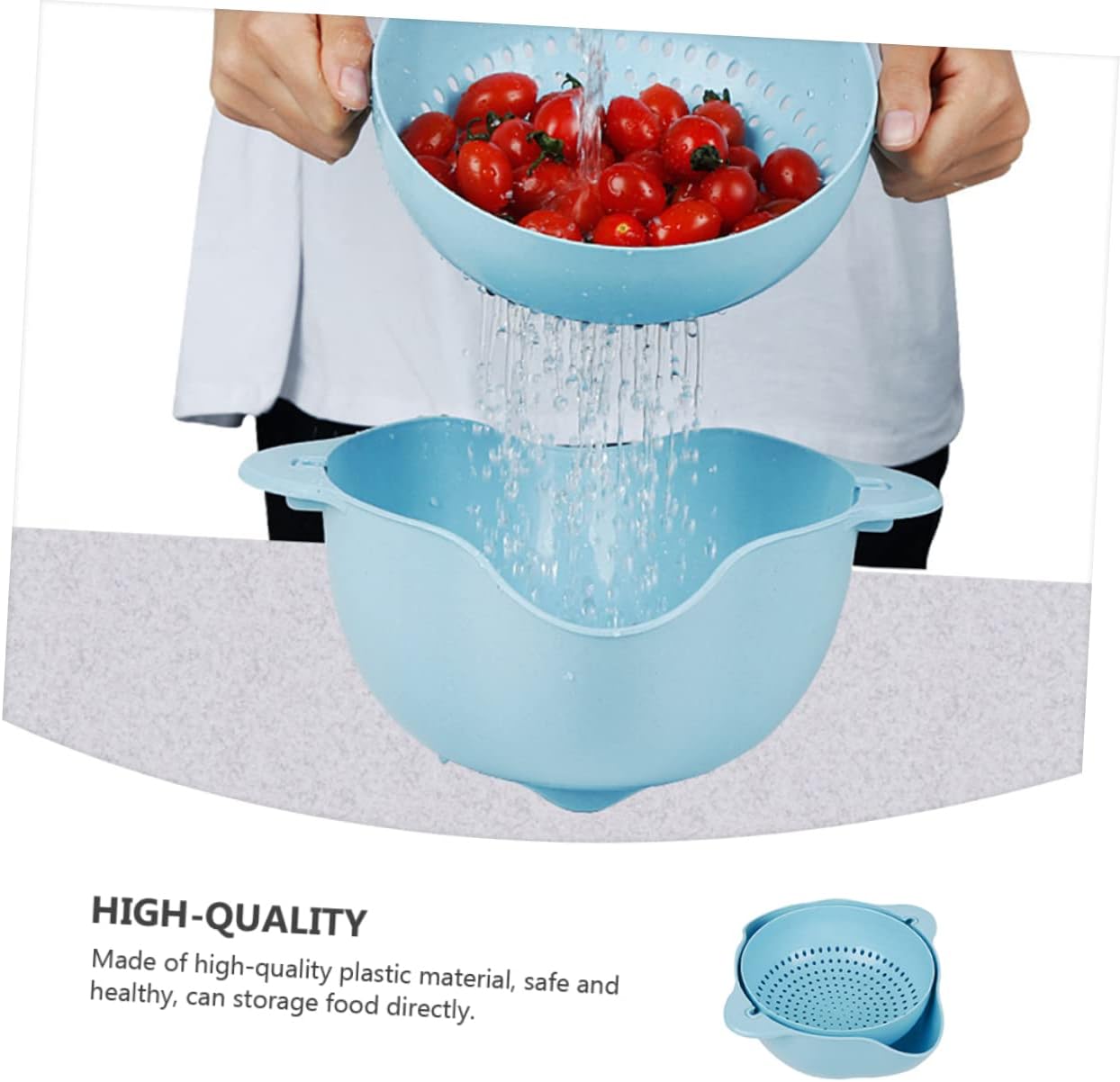 360° Rotation Double Drain Basket – Detachable Colander & Mixing Bowl