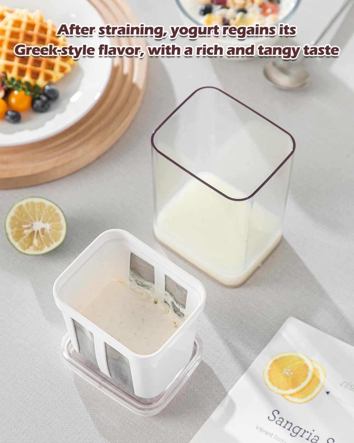 Fine Mesh Stainless Steel Greek Yogurt Strainer with Lid