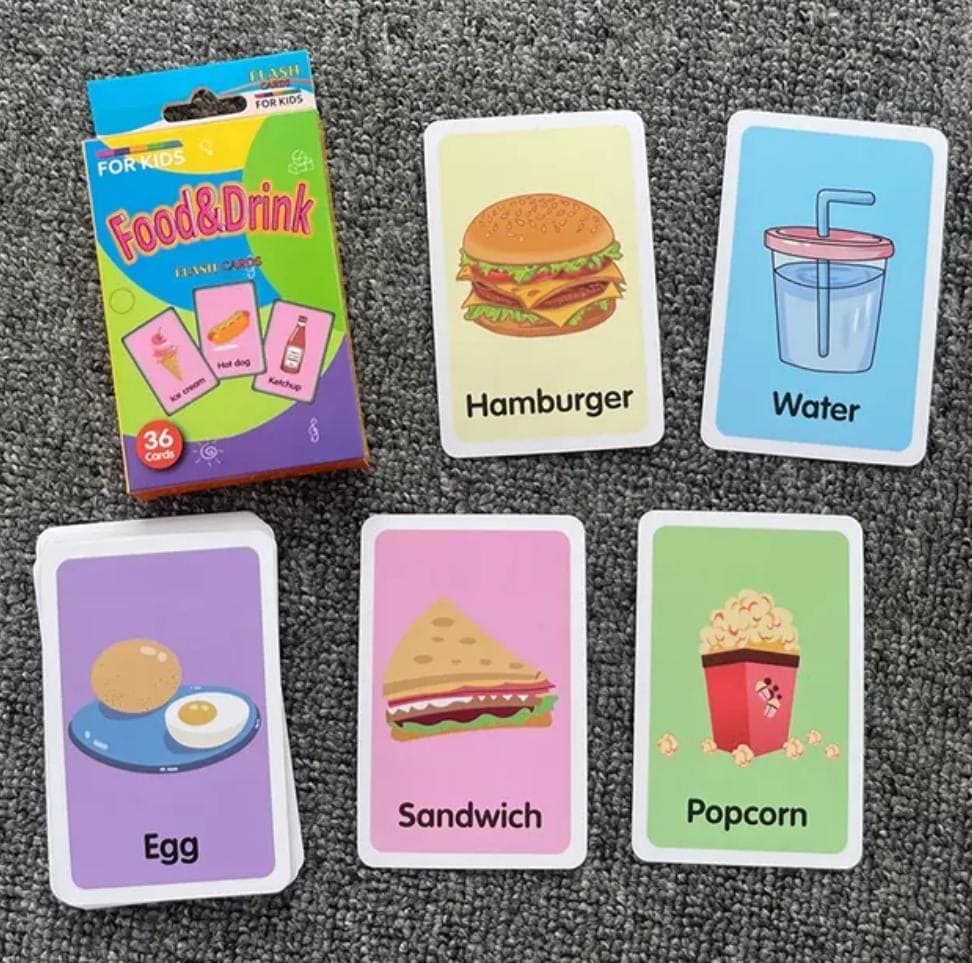 English Word Learning Flash Card For Kids, Visual Stimulation Cards for Toddlers, Cartoon Flashcards for Newborn Babies Kids, Fun Learning and Educational Kids Cards, Memory Training  Learning Cards, Montessori Baby Learning Cards