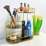 3-Tier Golden Vanity Stand – Elegant Makeup & Jewelry Organizer