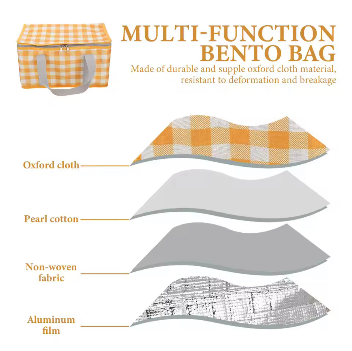 Camping Storage Lunch Bag, Large Capacity Portable Ice Pack Bag, Cold Protection Insulated Lunch Bag, Waterproof Travel Lunch Bag