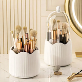 Wave Makeup Brush Organizer, Starry 360° Rotating Makeup Organizer, Cosmetic Organizer Bucket with Visible Cover, Desktop Makeup Brush Storage Bucket, Multifunctional Desktop Stationary Organizer, Dustproof Rotating Makeup Brush Holder