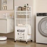 Compact Multilayers Storage Rack, Moveable Laundry Basket With Shelf, Multipurpose Organizer For Kitchen And Bathroom