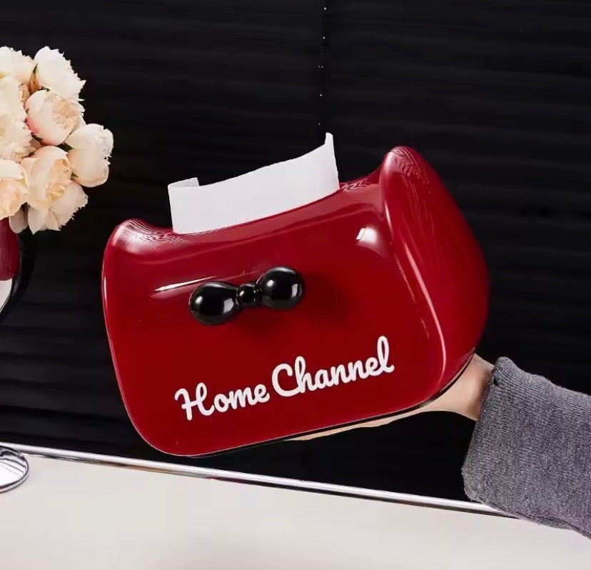 Elegant Bow Tissue Box Cover, Luxury Ribbon Tissue Holder, Glossy Bow Tissue Dispenser