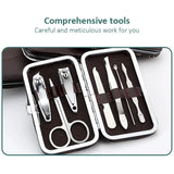 7 In 1 Manicure Kit, Carbon Steel Professional Pedicure Kit, Nail Scissors Grooming Kit with Leather Travel Case, Men Women Manicure Pedicure Kit, Nail Care Tool For Home Use