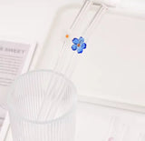 Set of 4 Cocktail Glass Straw, Heat Resistant Butterfly Straw, High Borosilicate Glass Straws Set