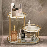 3-Tier Golden Vanity Stand – Elegant Makeup & Jewelry Organizer