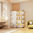 Multiayer Dustproof Cabinet Storage Shelf, Plastic Book Cabinet Organizer, Multipurpose Storage Rack, Portable Wardrobe Cabinet, Clothes Storage Organizer, No Installation Storage Cabinet