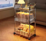 Multi Purpose Ripple Square Transparent Shelf, Multi Layer Mobile Bookshelf, Storage Cart