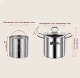 3.5L Deep Fryer Pot With Glass Lid, Stainless Steel Frying Pot With Mesh Steamer Basket, Kitchen Tools