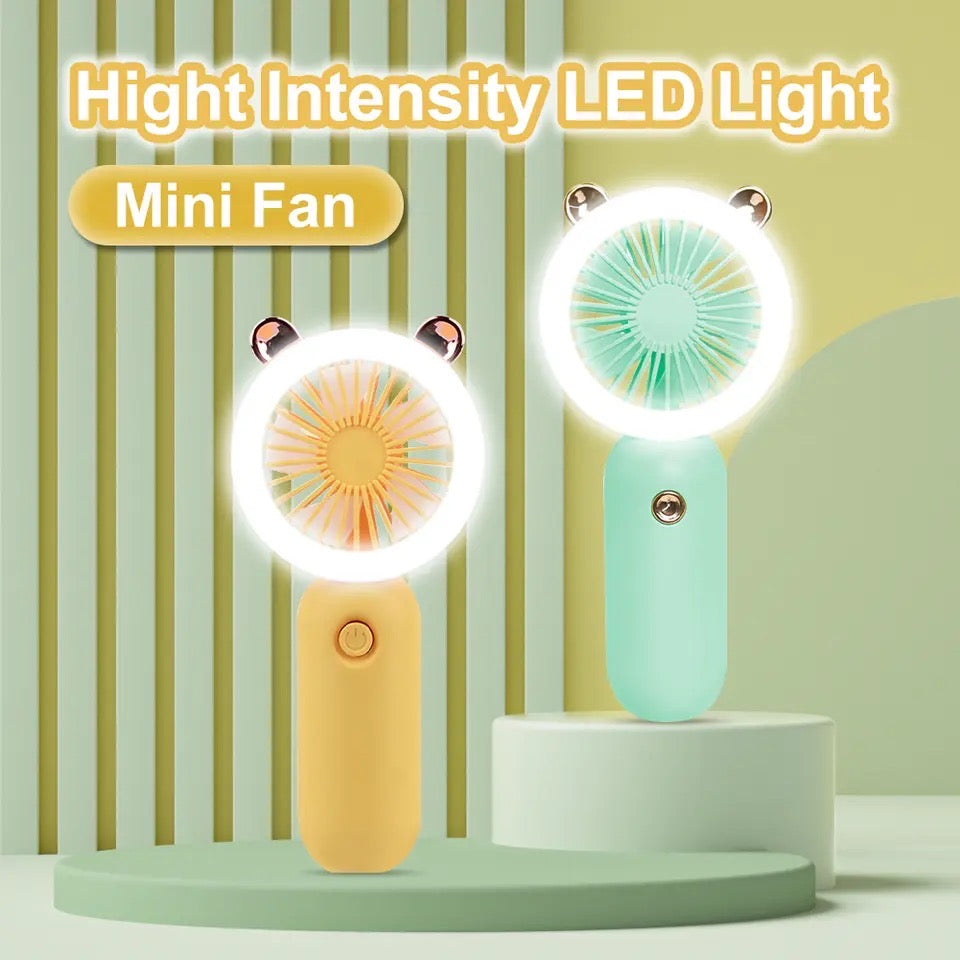 2 In 1 Fan With Led, Personal Portable Hand Electric Fan, Air Cooler with LED Night Light, Usb Rechargeable Mini Traveling Fan, Led Lighting Small Fan