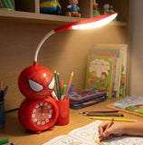 Cute LED Desk Lamp with Clock And Pen Holder, Kids LED Reading Lamp with Clock & Desk Organizer, Adjustable Duck LED Study Light for Kids