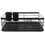 Stainless Steel Kitchen Dish  Storage Rack, Wooden Handle Dish Storage Holder, Chopsticks And Utensils Holder